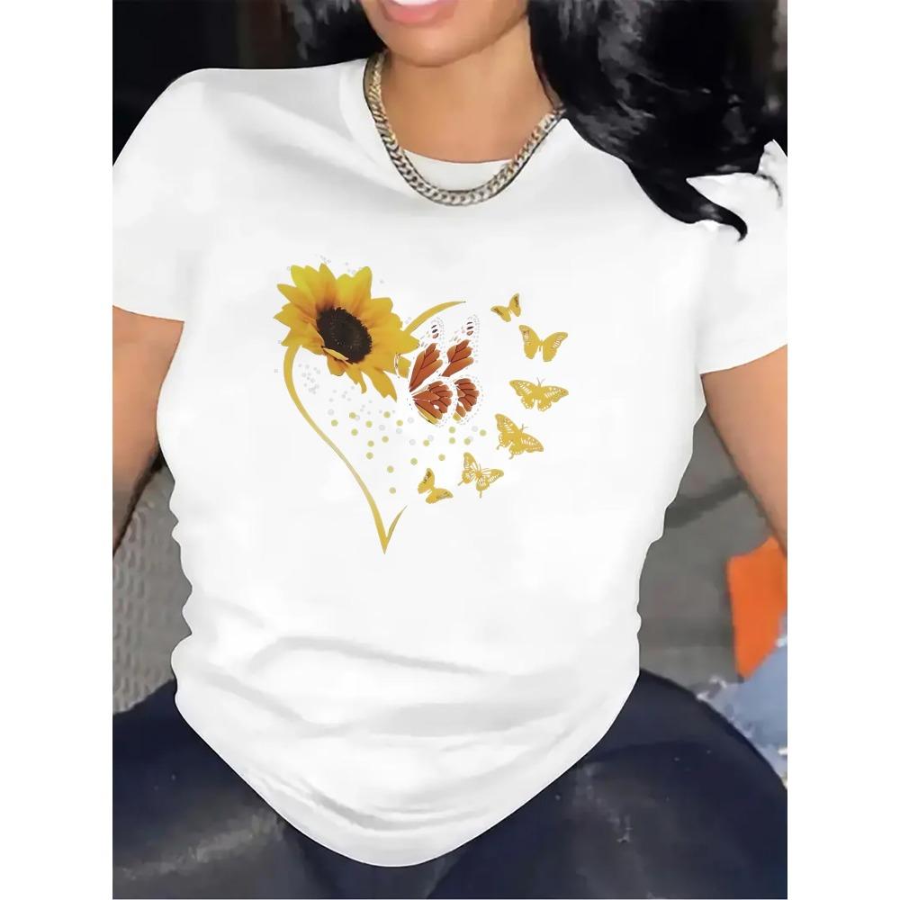 Short Sleeve T-Shirt with Sunflower and Butterfly Heart Design Summer Sleeved Harajuku Streetwear Tops Tees Aesthetic Clothes M
Short Sleeve T-Shirt with Sunflower and Butterfly Heart Design Summer Sleeved Harajuku Streetwear Tops Tees Aesthetic Clothes M