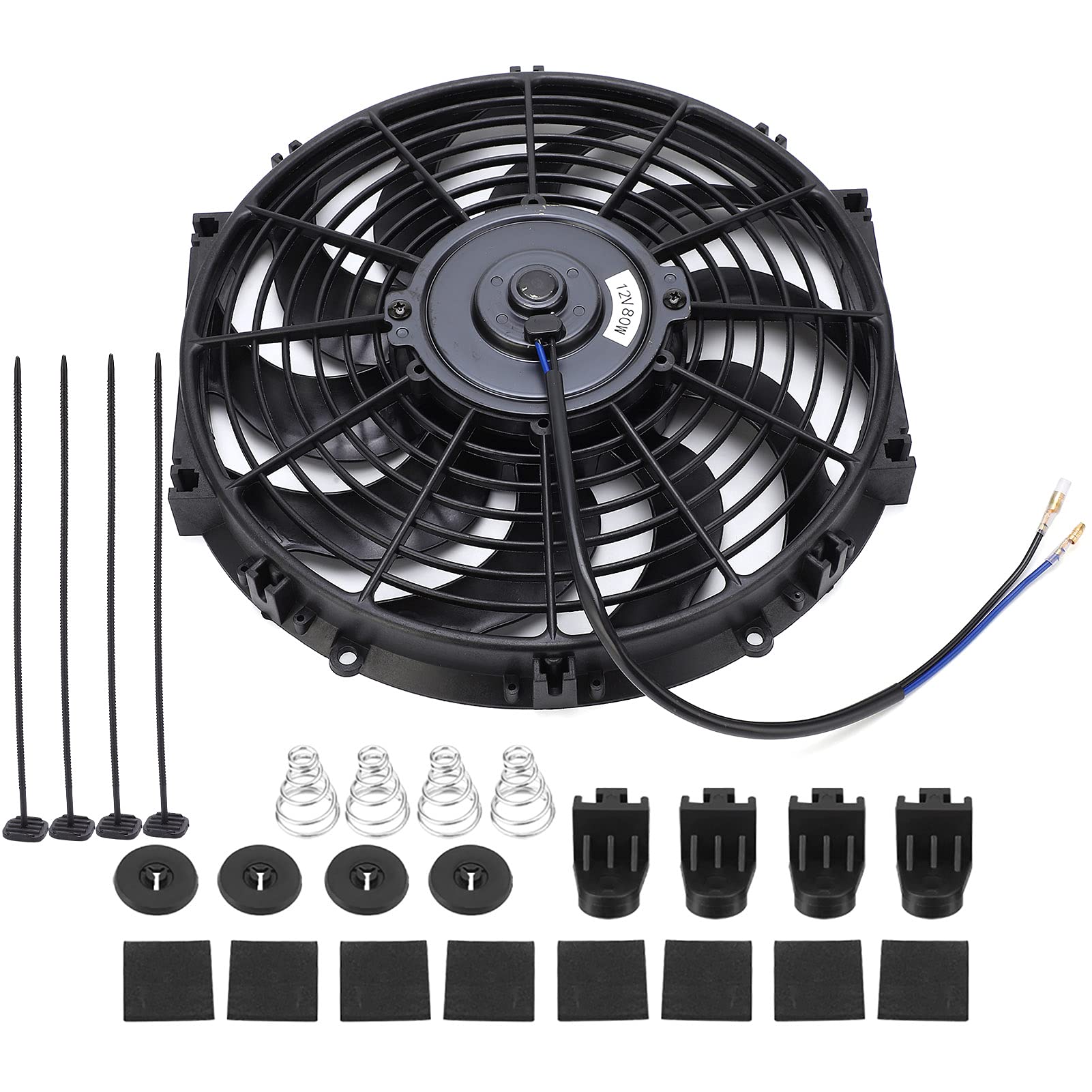 12-inch Electric Radiator Motor, Engine Cooling Fan, Slim, Blowing Type, 12V, 80W (Black)
12-inch Electric Radiator Motor, Engine Cooling Fan, Slim, Blowing Type, 12V, 80W (Black)