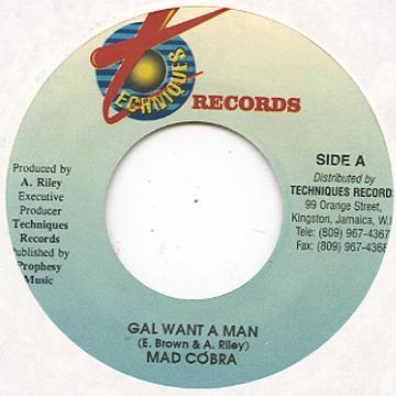 7inch Record MAD COBRA - Gal Want A Man NONE Techniques 1997 Jamaica Reggae, Ska & Dub Used
7inch Record MAD COBRA - Gal Want A Man NONE Techniques 1997 Jamaica Reggae, Ska & Dub Used