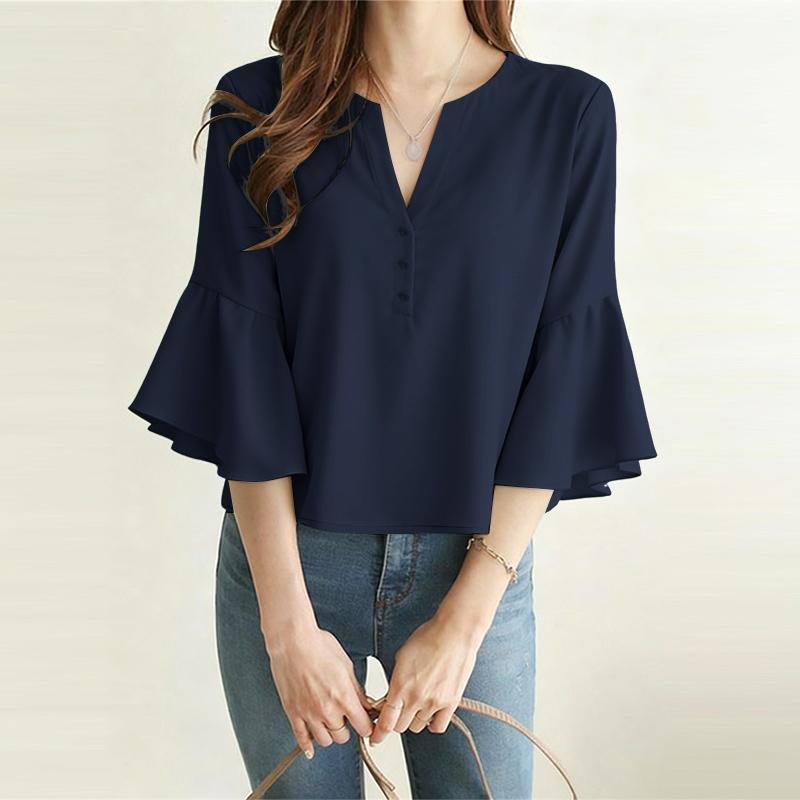 ZANZEA Women Elegant Casual V-Neck Solid Color 3/4 Sleeve Loose Blouse 5XL Темно-синій
ZANZEA Women Elegant Casual V-Neck Solid Color 3/4 Sleeve Loose Blouse 5XL Темно-синій