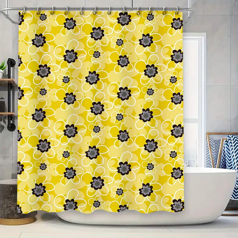 Bright Yellow Floral Print Shower Curtain Water-Resistant Fabric Decorative Bathroom Window Panel With Hooks Available In Variou W60H190(CM)-1 Pcs
Bright Yellow Floral Print Shower Curtain Water-Resistant Fabric Decorative Bathroom Window Panel With Hooks Available In Variou W60H190(CM)-1 Pcs