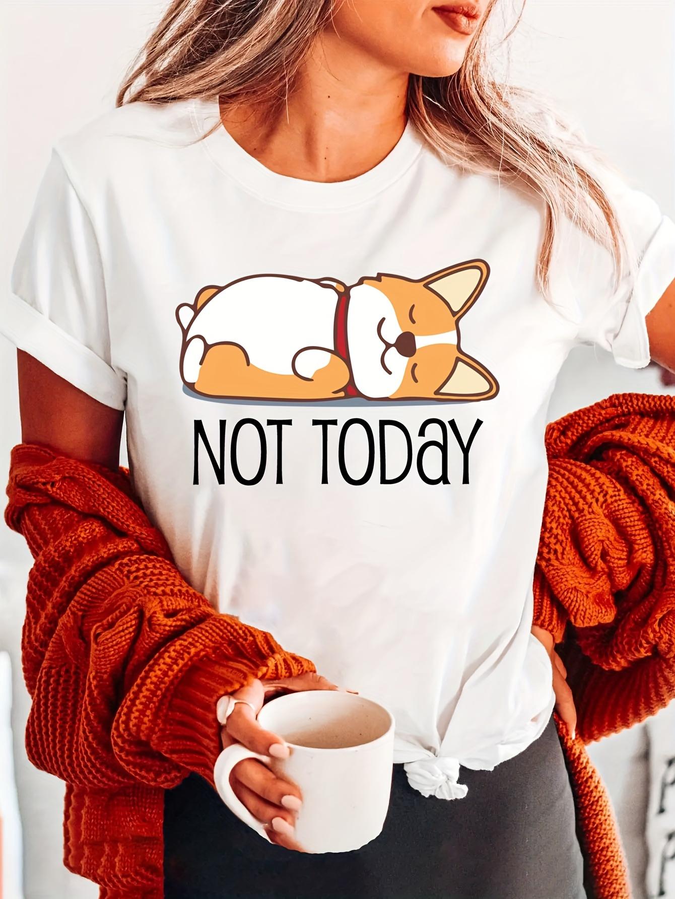 Womens Funny NOT TODAY Sleeping Corgi Graphic Tee Black Shirt with White Text Soft Crew Neck Casual Everyday Top Casual 4XL
Womens Funny NOT TODAY Sleeping Corgi Graphic Tee Black Shirt with White Text Soft Crew Neck Casual Everyday Top Casual 4XL