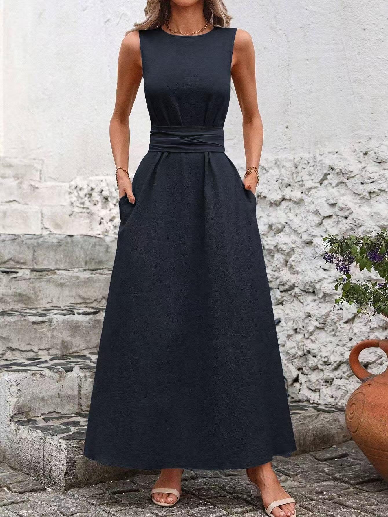 Women Sleeveless Tie Waist Long Dress Solid Color Casual Elegant Maxi Dress 3XL
Women Sleeveless Tie Waist Long Dress Solid Color Casual Elegant Maxi Dress 3XL