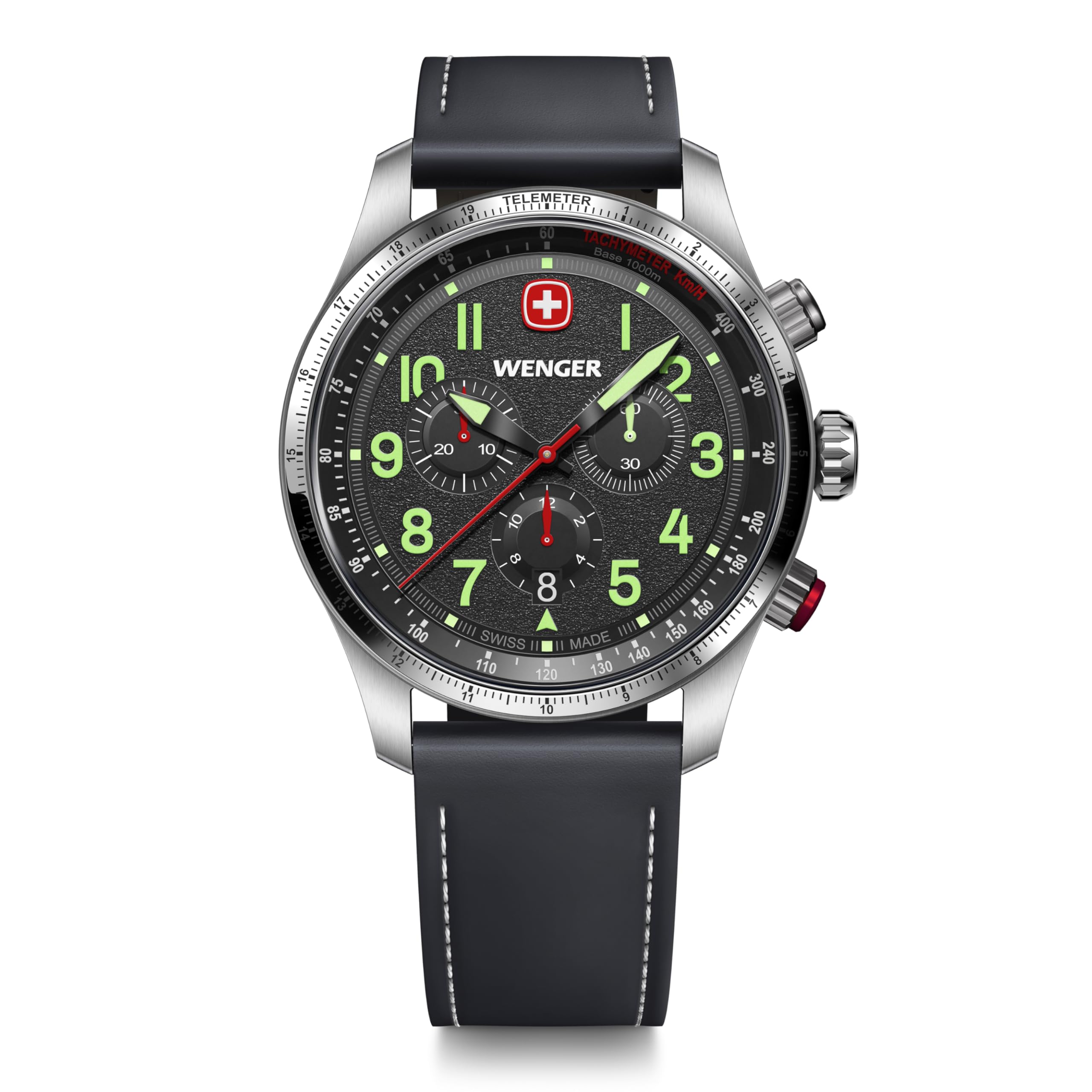 WENGER TERRAGRAPH CHRONO Watch Chronograph Stainless Steel Case Black Dial Black Leather Strap Quartz 100m Water Resistant 3 Year Warranty Gift Analog
WENGER TERRAGRAPH CHRONO Watch Chronograph Stainless Steel Case Black Dial Black Leather Strap Quartz 100m Water Resistant 3 Year Warranty Gift Analog
