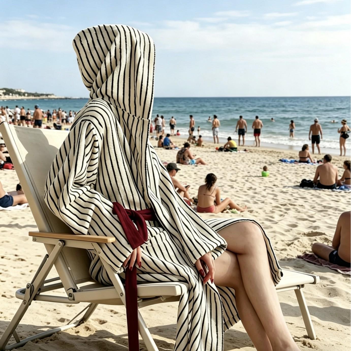 High-End Hooded Cotton Bathrobe with Yarn-Dyed Stripes for Beach Resort Use Large
High-End Hooded Cotton Bathrobe with Yarn-Dyed Stripes for Beach Resort Use Large