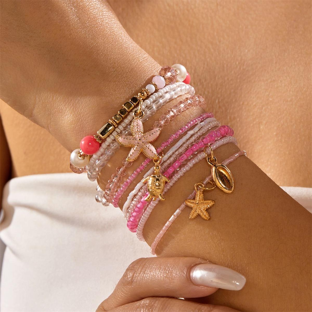 Summer Starfish Turtle Shell Pendant CCB Rice Beaded Bracelets For Women Men Handmade Sea Star Multilayer Bangle Beach Jewelry
Summer Starfish Turtle Shell Pendant CCB Rice Beaded Bracelets For Women Men Handmade Sea Star Multilayer Bangle Beach Jewelry