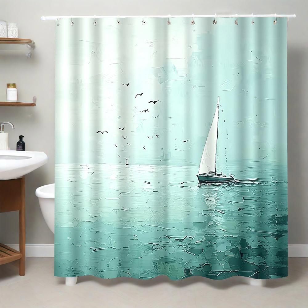 Tranquil Ocean Shower Curtain – Sailboats & Seagulls, Soft Blue Gradient, 12 Hooks, Machine Washable, Coastal Bathroom Decor W60H190(CM)-1 Pcs
Tranquil Ocean Shower Curtain – Sailboats & Seagulls, Soft Blue Gradient, 12 Hooks, Machine Washable, Coastal Bathroom Decor W60H190(CM)-1 Pcs