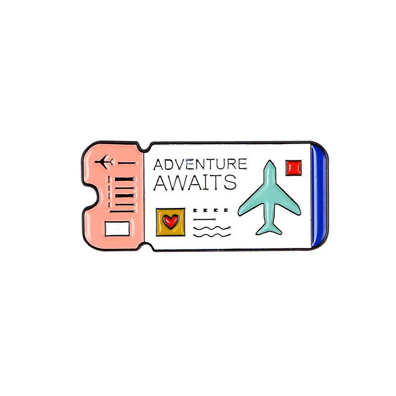 Adventure Awaits Airplane Tickets Enamel Pins Outdoors Travel Brooches Lapel Badge Fashion Jewelry Accessories Gifts for Friends
Adventure Awaits Airplane Tickets Enamel Pins Outdoors Travel Brooches Lapel Badge Fashion Jewelry Accessories Gifts for Friends