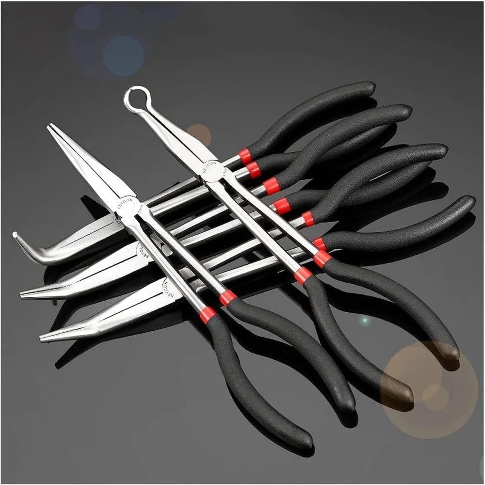5 Piece Long Reach Plier Set,Long Needle Nose Pliers Sets,Straight,25,45,90-Degree Angle,Long Reach Bent Circle Pliers for Hard to Reach Narrow Spaces
5 Piece Long Reach Plier Set,Long Needle Nose Pliers Sets,Straight,25,45,90-Degree Angle,Long Reach Bent Circle Pliers for Hard to Reach Narrow Spaces