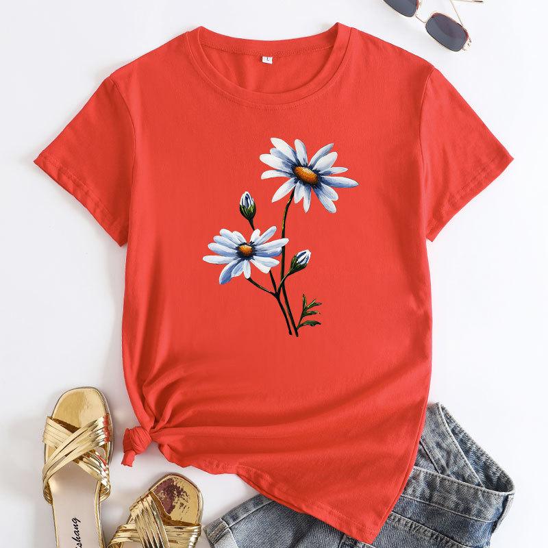 Летняя женская одежда с цветочным принтом из чистого хлопка, свободные повседневные футболки с круглым вырезом больших размеров с короткими рукавами для женщин L оранжевый
Летняя женская одежда с цветочным принтом из чистого хлопка, свободные повседневные футболки с круглым вырезом больших размеров с короткими рукавами для женщин L оранжевый