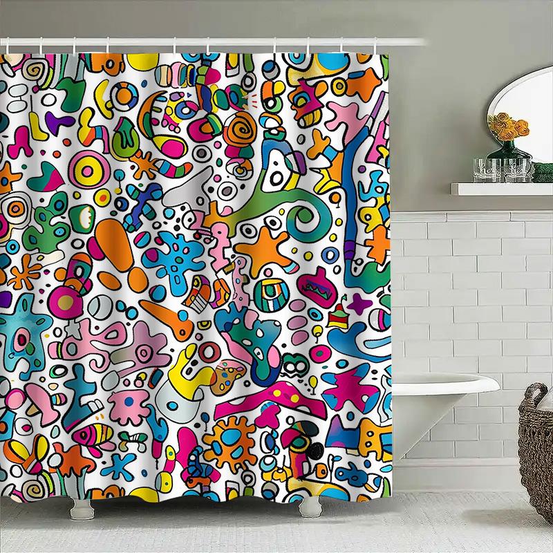 Vibrant Cartoon Print Shower Curtain Bathroom Decor For Kids Room Or Adult Bathing Spacewhite Background With Colorful Patterns- W60H190(CM)-1 Pcs
Vibrant Cartoon Print Shower Curtain Bathroom Decor For Kids Room Or Adult Bathing Spacewhite Background With Colorful Patterns- W60H190(CM)-1 Pcs