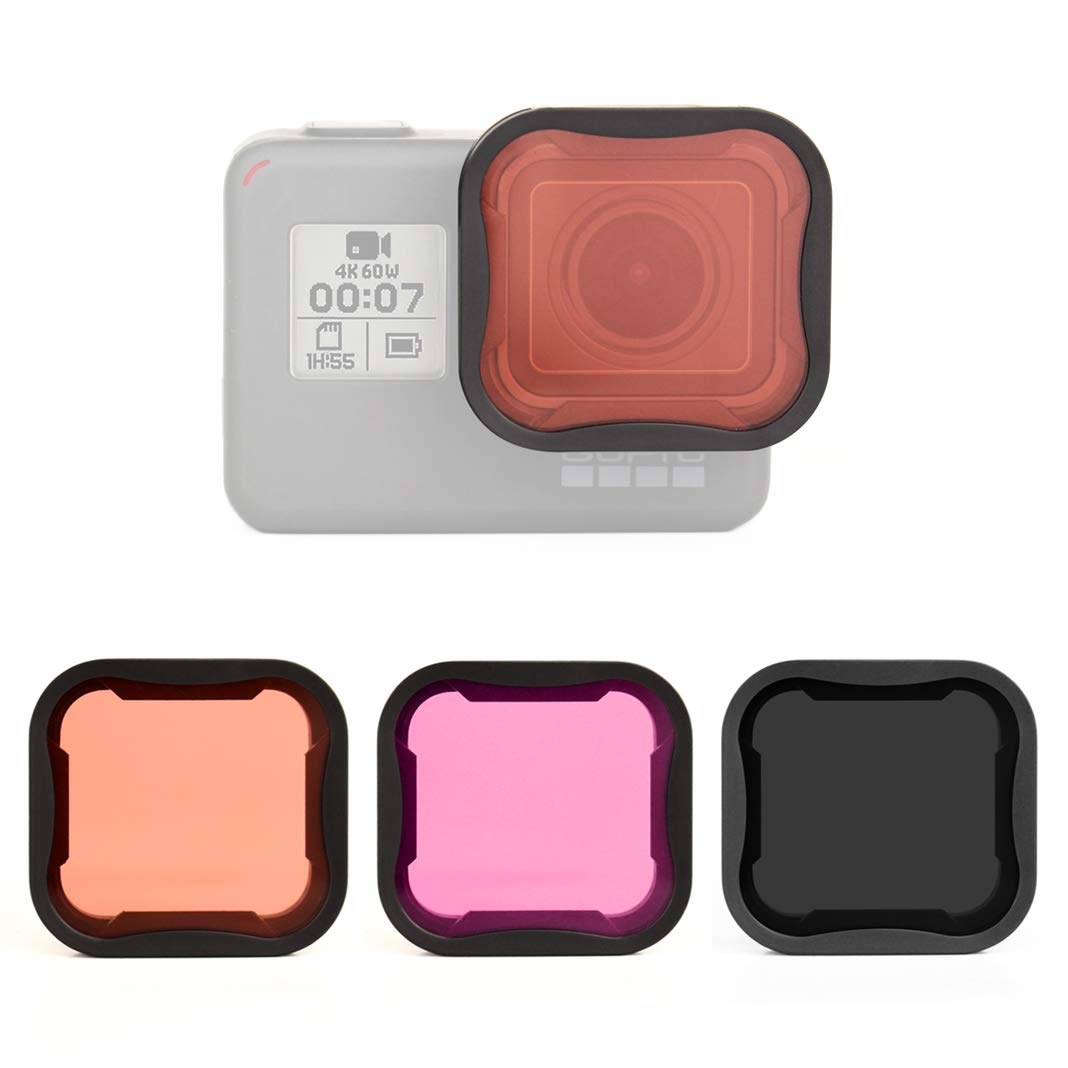 SOONSUN 3 Piece Lens Filter Set for GoPro Hero 5 6 7 Black ND8 Red Magenta Neutral Density ND and Snorkeling Filter Kit for Outdoor Underwater
SOONSUN 3 Piece Lens Filter Set for GoPro Hero 5 6 7 Black ND8 Red Magenta Neutral Density ND and Snorkeling Filter Kit for Outdoor Underwater