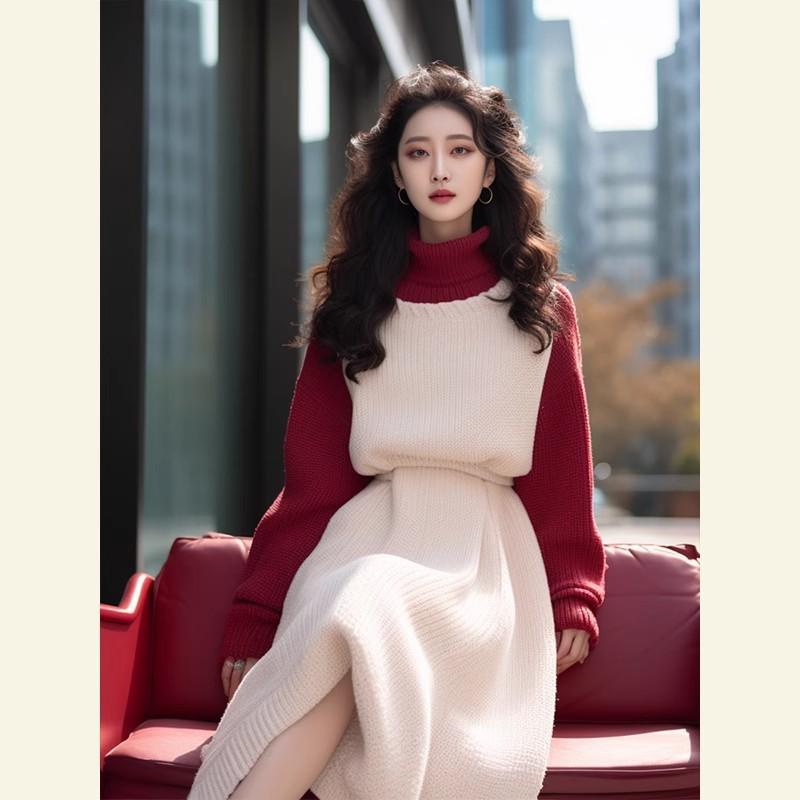 2024 Elegant Red Patchwork Chinese New Year Dress for Women - Autumn/Winter Collection Medium
2024 Elegant Red Patchwork Chinese New Year Dress for Women - Autumn/Winter Collection Medium