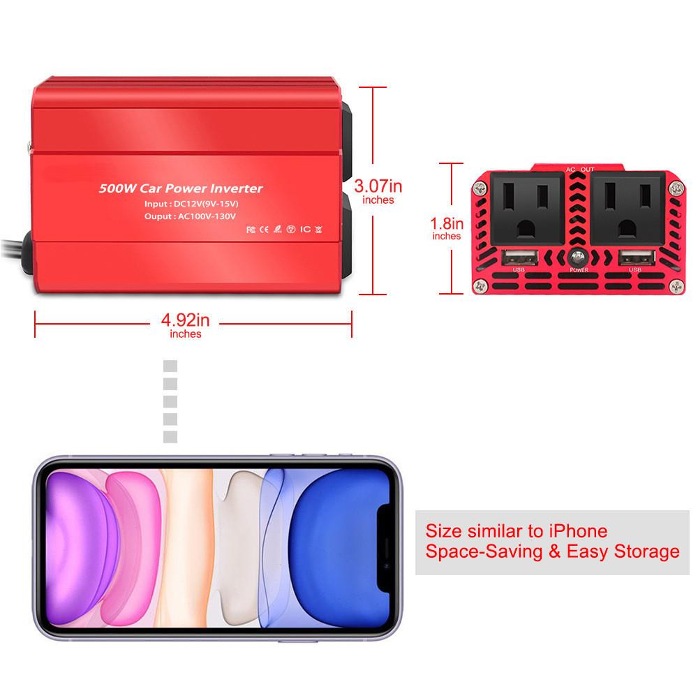 Преобразователь мощности 500 Вт с двойной розеткой Бытовой адаптер питания с модифицированной синусоидой Мини-портативный автомобильный инвертор
Преобразователь мощности 500 Вт с двойной розеткой Бытовой адаптер питания с модифицированной синусоидой Мини-портативный автомобильный инвертор