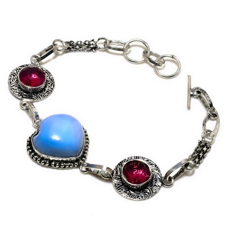 Ювелирный браслет Owhyee с розовым рубиллитом и опалом 925 пробы, посеребренный, 6–8 дюймов
Ювелирный браслет Owhyee с розовым рубиллитом и опалом 925 пробы, посеребренный, 6–8 дюймов