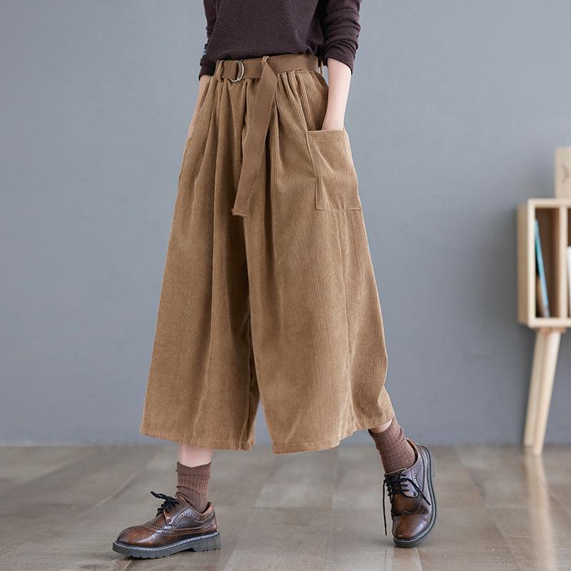 Spring Corduroy Culottes Elastic Waist Belt Loose and Thin Cropped Wide-leg Pants Women 2XL
Spring Corduroy Culottes Elastic Waist Belt Loose and Thin Cropped Wide-leg Pants Women 2XL