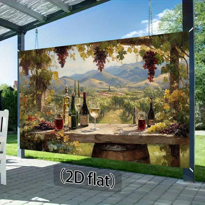 2D Flat Printing Tuscan Vineyard Tapestry, Featuring a Rustic Wooden Table with Wine Bottles, Glasses and Overlooking Vineyards 47.2x31.5inch/120*80cm
2D Flat Printing Tuscan Vineyard Tapestry, Featuring a Rustic Wooden Table with Wine Bottles, Glasses and Overlooking Vineyards 47.2x31.5inch/120*80cm