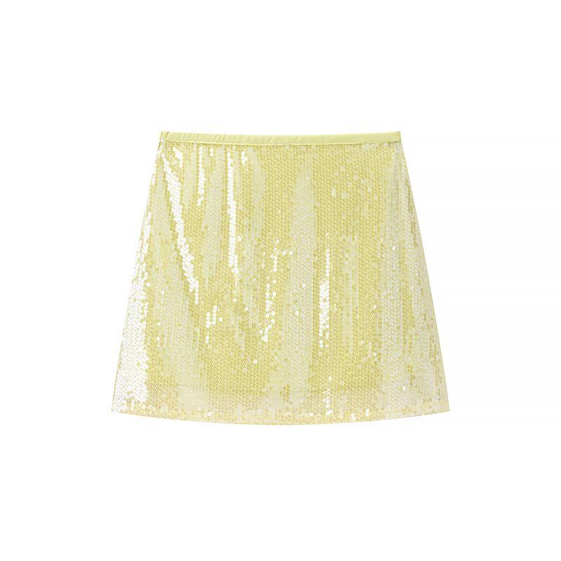Summer New Arrivals Women s Clothing Zr European and American Style Foreign Trade Fashionable Versatile Sequin Narrow Waist Ultra-Short Trendy Skirt Yellow L
Summer New Arrivals Women s Clothing Zr European and American Style Foreign Trade Fashionable Versatile Sequin Narrow Waist Ultra-Short Trendy Skirt Yellow L