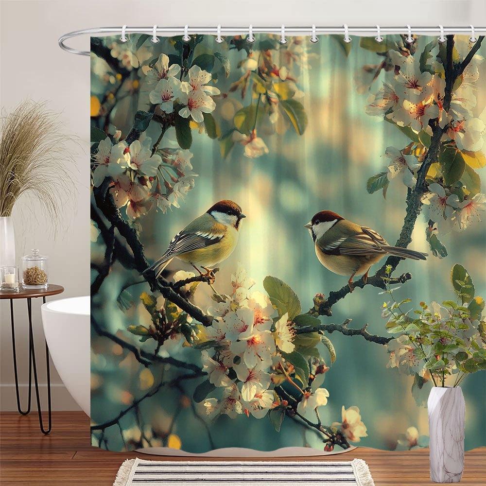 Vintage Style Colorful Birds & Blooming Tree Branch Shower Curtain - Soft Polyester Fabric With White Flowers W60H190(CM)-1 Pcs
Vintage Style Colorful Birds & Blooming Tree Branch Shower Curtain - Soft Polyester Fabric With White Flowers W60H190(CM)-1 Pcs