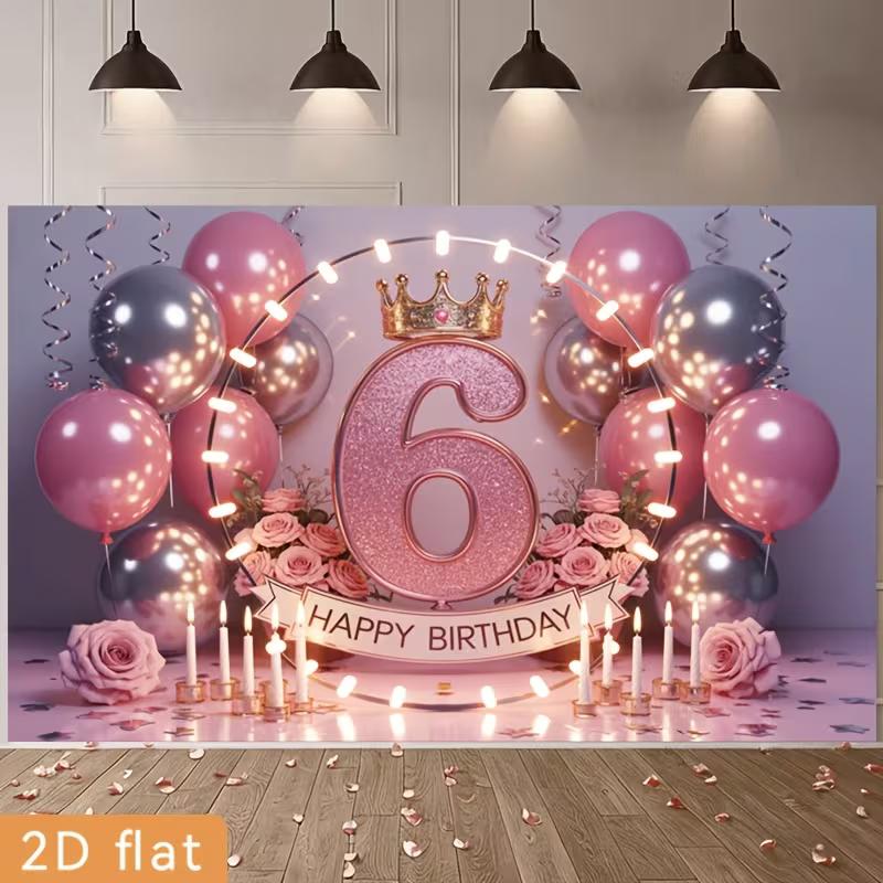 2D 6th Birthday Photography Backdrop, Pink and Silver Balloon with Light Ring Background 47.2x31.5inch/120*80cm
2D 6th Birthday Photography Backdrop, Pink and Silver Balloon with Light Ring Background 47.2x31.5inch/120*80cm