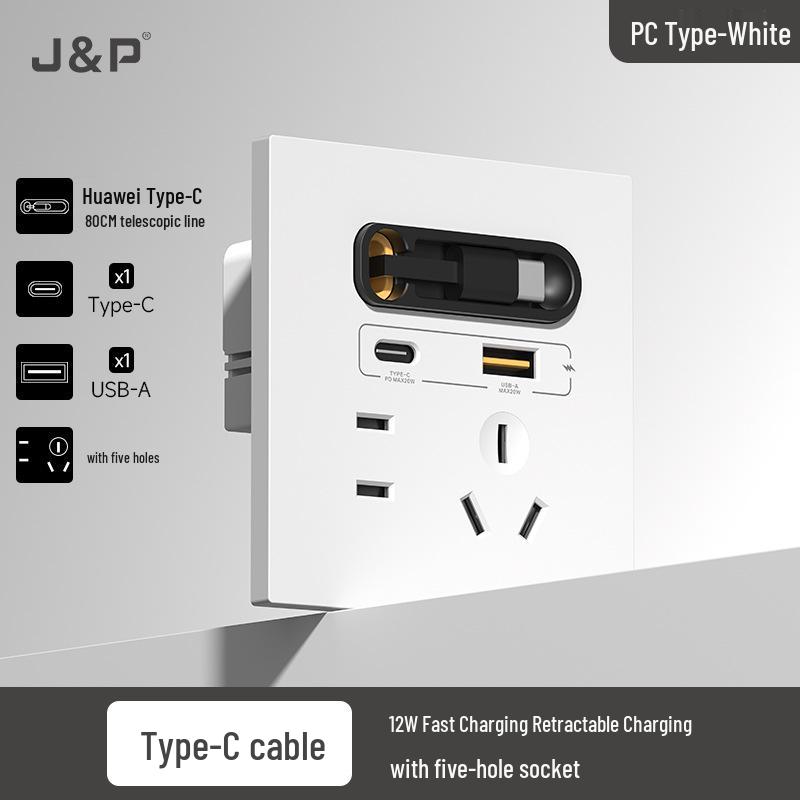 Універсальна настінна розетка з USB та швидкою зарядкою Type-C 20 Вт
Універсальна настінна розетка з USB та швидкою зарядкою Type-C 20 Вт