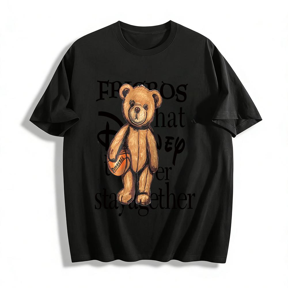 Retro Basketball Bear Print T-shirts Best Friends Themed Loose Casual Short Sleeve Tops Pure cotton T-shirt XXS
Retro Basketball Bear Print T-shirts Best Friends Themed Loose Casual Short Sleeve Tops Pure cotton T-shirt XXS