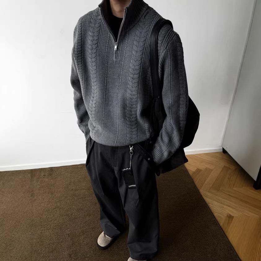 Men s Heavyweight Wheat Ear Half-Zip Stand Collar Sweater - Unisex Fall/Winter Knitwear L сірий колір
Men s Heavyweight Wheat Ear Half-Zip Stand Collar Sweater - Unisex Fall/Winter Knitwear L сірий колір