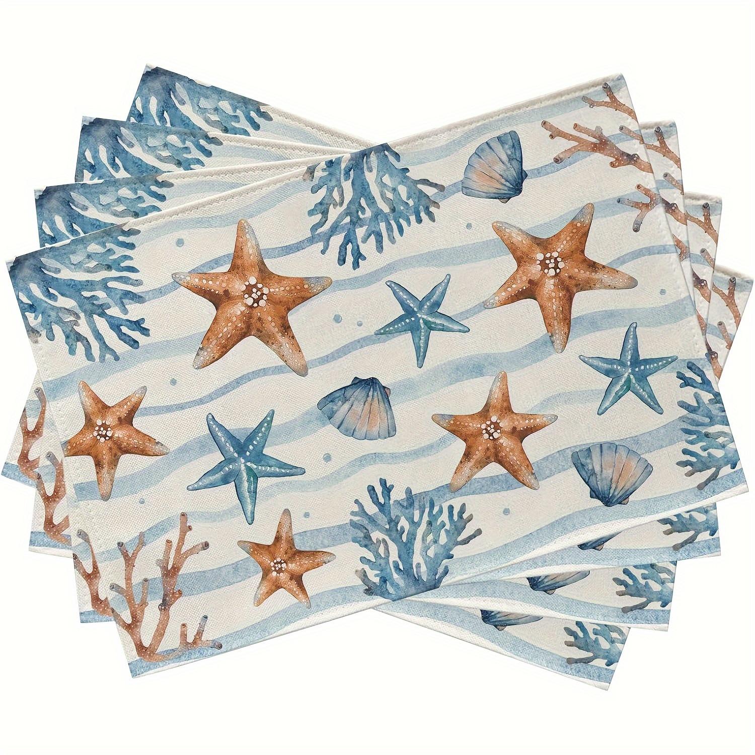 4pcs Coastal Placemats – Starfish, Conch & Coral Design, Blue & Beige Nautical Theme, Machine Washable Linen-Style Table Mats 1pcs
4pcs Coastal Placemats – Starfish, Conch & Coral Design, Blue & Beige Nautical Theme, Machine Washable Linen-Style Table Mats 1pcs