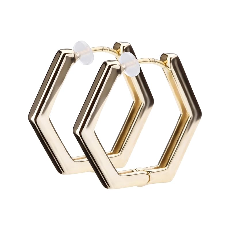 LOKUMI earrings made in Japan 18k gold K18 post K18 Compatible with metal allergies hoop hoop earrings catchless one touch hexagon hexagonal Small
LOKUMI earrings made in Japan 18k gold K18 post K18 Compatible with metal allergies hoop hoop earrings catchless one touch hexagon hexagonal Small