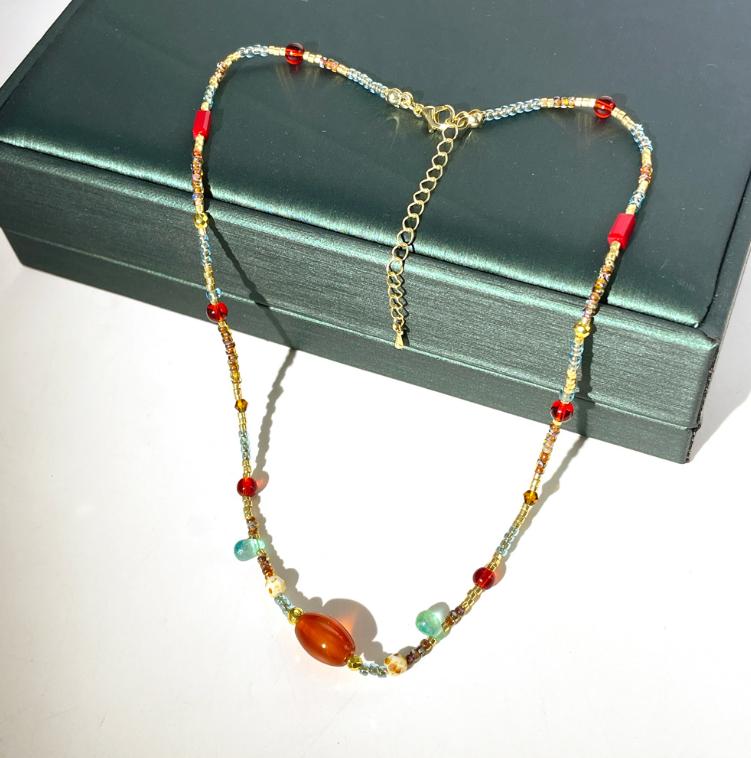 Бренд Mihmily - колье из агата с натуральным драгоценным камнем, винтаж и мода