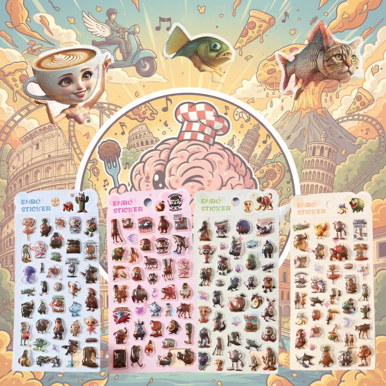 TAKE-ME Japan Italian Brain 3D Embossed Stickers Set of 4 A4 Sheets
TAKE-ME Japan Italian Brain 3D Embossed Stickers Set of 4 A4 Sheets