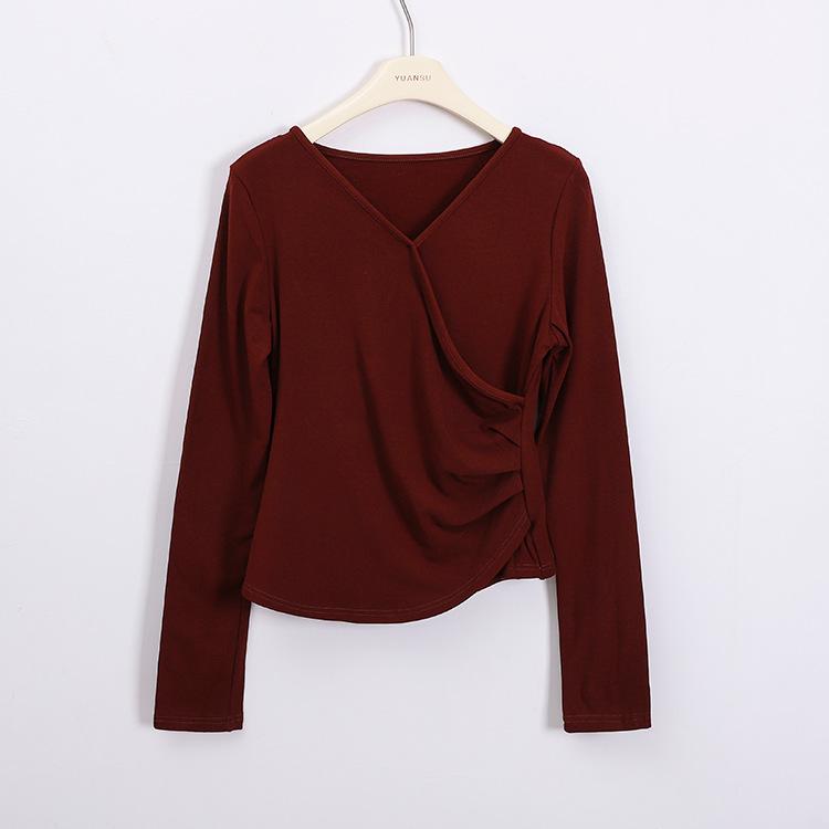 Feiyuan Красная футболка с V-образным вырезом, на флисовой подкладке, со сборкой по основанию, для осени/зимы One Size
Feiyuan Красная футболка с V-образным вырезом, на флисовой подкладке, со сборкой по основанию, для осени/зимы One Size