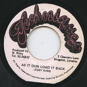 7inch Record JIGSY KING - As It Dun Load It Back NONE Techniques Jamaica Reggae, Ska & Dub Used
7inch Record JIGSY KING - As It Dun Load It Back NONE Techniques Jamaica Reggae, Ska & Dub Used