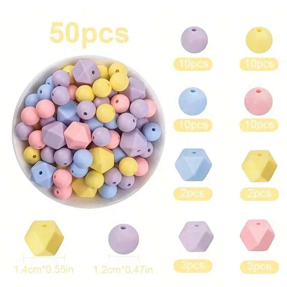 50PCS mixed color silicone beads, 12/14mm, suitable for DIY jewelry making, earrings, bracelets, necklaces, and bag accessories
50PCS mixed color silicone beads, 12/14mm, suitable for DIY jewelry making, earrings, bracelets, necklaces, and bag accessories