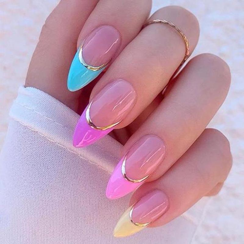 Fake Nail Nail Enhancement Patch Almond shaped French Medium length Nail Patch Colorful Wearing Nail Patch Finished Nail Patch
Fake Nail Nail Enhancement Patch Almond shaped French Medium length Nail Patch Colorful Wearing Nail Patch Finished Nail Patch