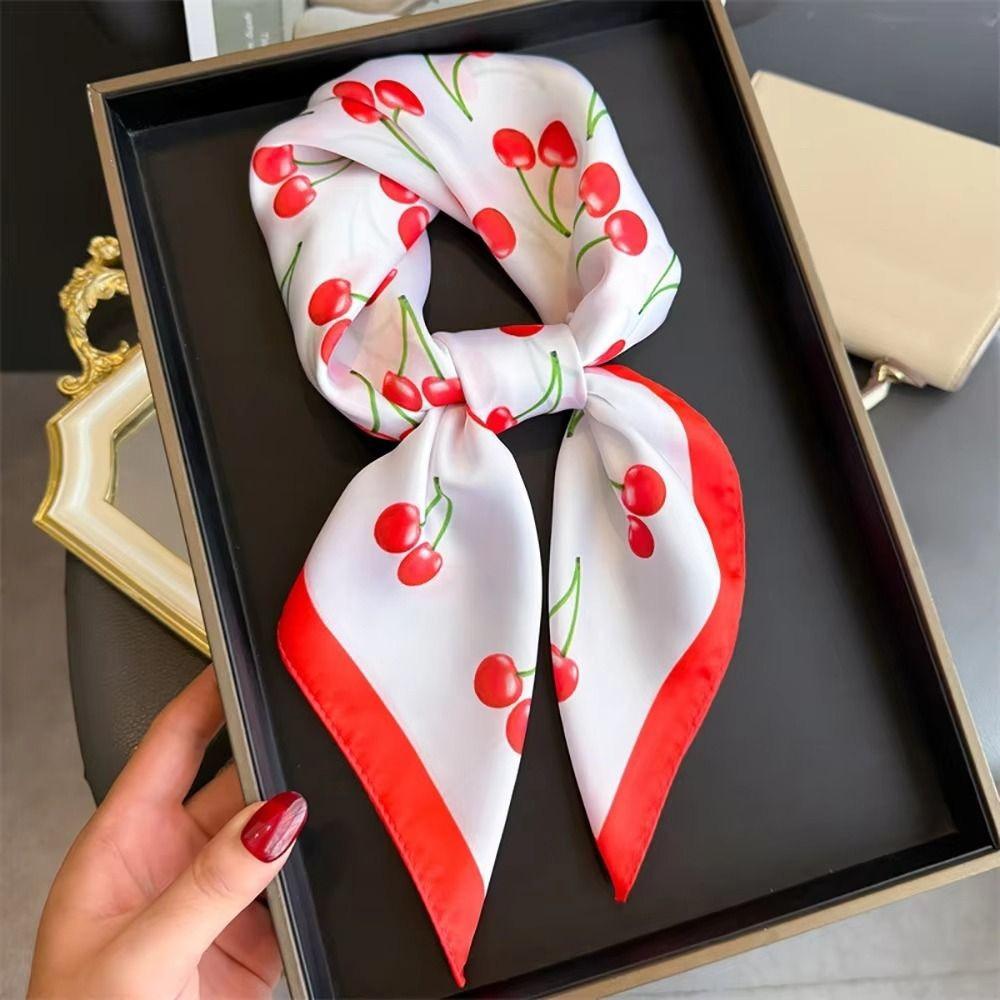 Luxury Satin Silk Square Scarfs Fruit Pattern Silk Scarf Fashion Women Headscarf Daily Wear White
Luxury Satin Silk Square Scarfs Fruit Pattern Silk Scarf Fashion Women Headscarf Daily Wear White