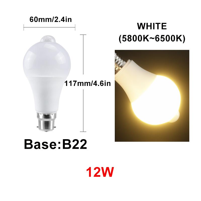 12W E27 LED Motion Sensor Bulb LED Lamp PIR Sensor Light B22 Infrared Radiation Motion Detector Lamp Spotlights For Home
12W E27 LED Motion Sensor Bulb LED Lamp PIR Sensor Light B22 Infrared Radiation Motion Detector Lamp Spotlights For Home