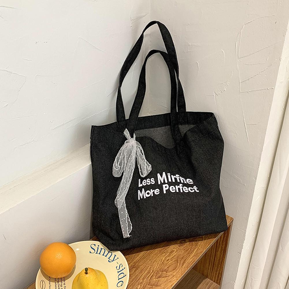 Women Travel Shoulder Bag Large Capacity Denim Simple Tote Handbag with Bow Versatile Shopper Bag Daily Bag for Female
Women Travel Shoulder Bag Large Capacity Denim Simple Tote Handbag with Bow Versatile Shopper Bag Daily Bag for Female