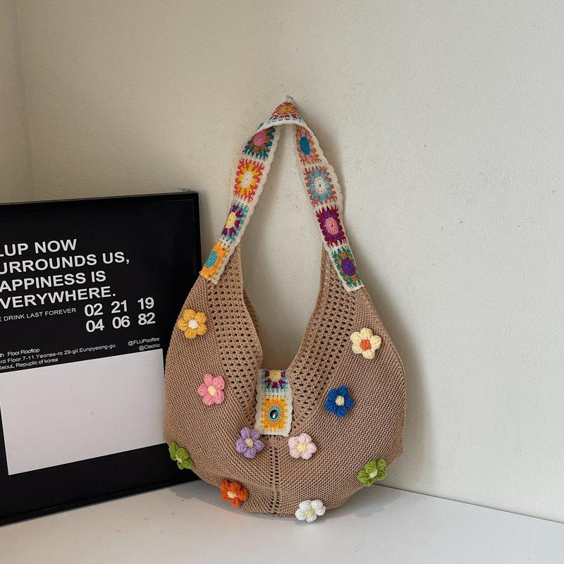 Women Flower Knitted Shoulder Bag Fashion Tote Handbag Lightweight Crochet Tote Bag Casual Top Handle Bag Outdoor Travel Bags хакі
Women Flower Knitted Shoulder Bag Fashion Tote Handbag Lightweight Crochet Tote Bag Casual Top Handle Bag Outdoor Travel Bags хакі
