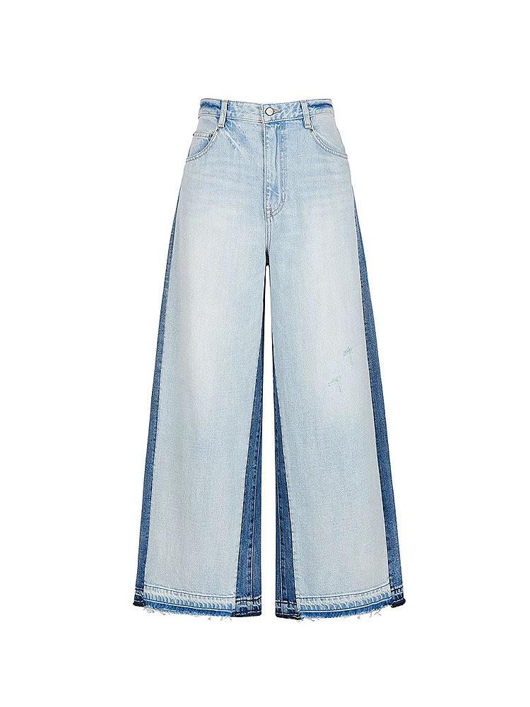 Retro Color Block Frayed Tassel Wide-Leg Jeans - Blue Small
Retro Color Block Frayed Tassel Wide-Leg Jeans - Blue Small