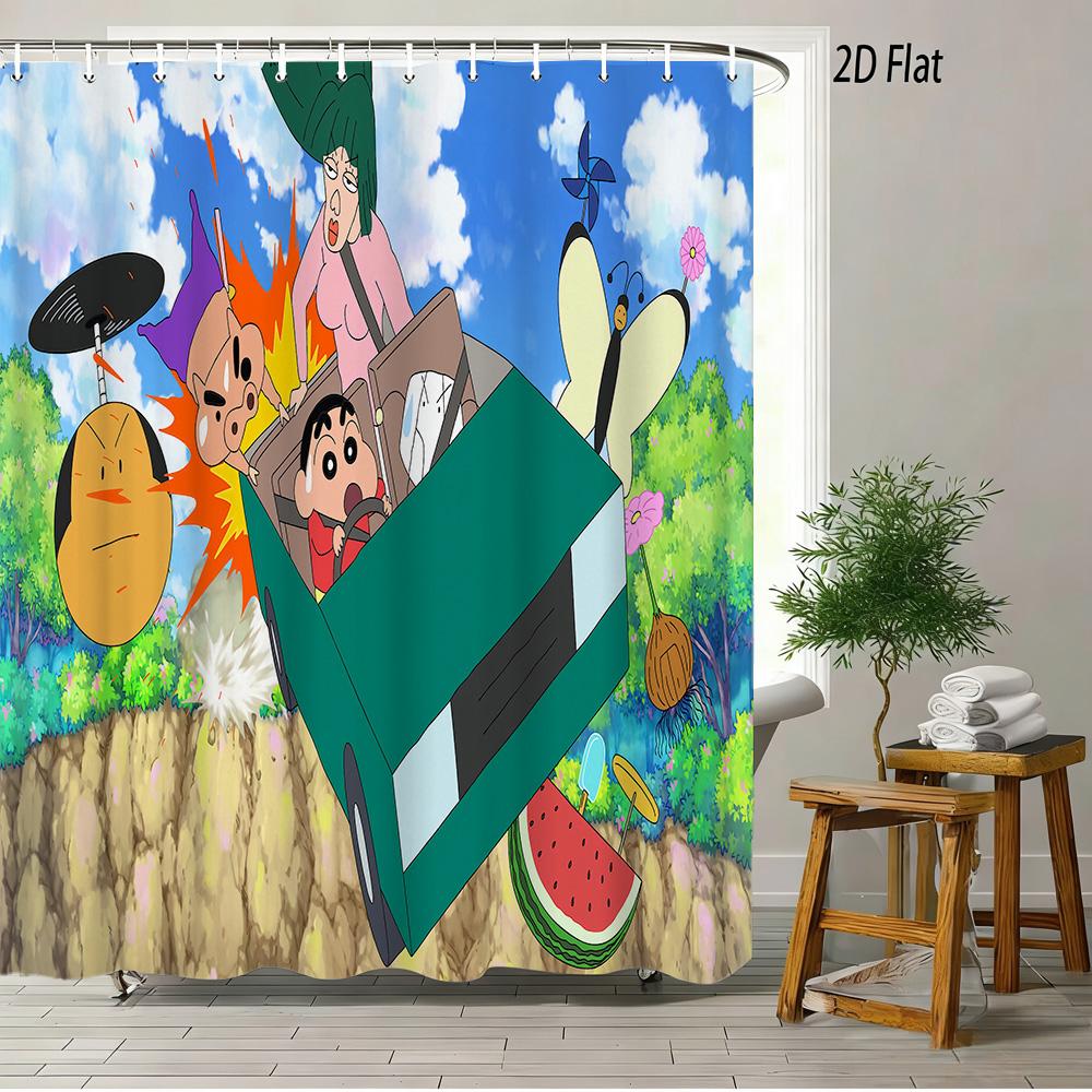 Crayon Shin-Chan & Friends Water Gun Fun 2D Print Waterproof Shower Curtain, Blue Anime Bathroom Decor With Hooks W60H190(CM)-1 Pcs
Crayon Shin-Chan & Friends Water Gun Fun 2D Print Waterproof Shower Curtain, Blue Anime Bathroom Decor With Hooks W60H190(CM)-1 Pcs