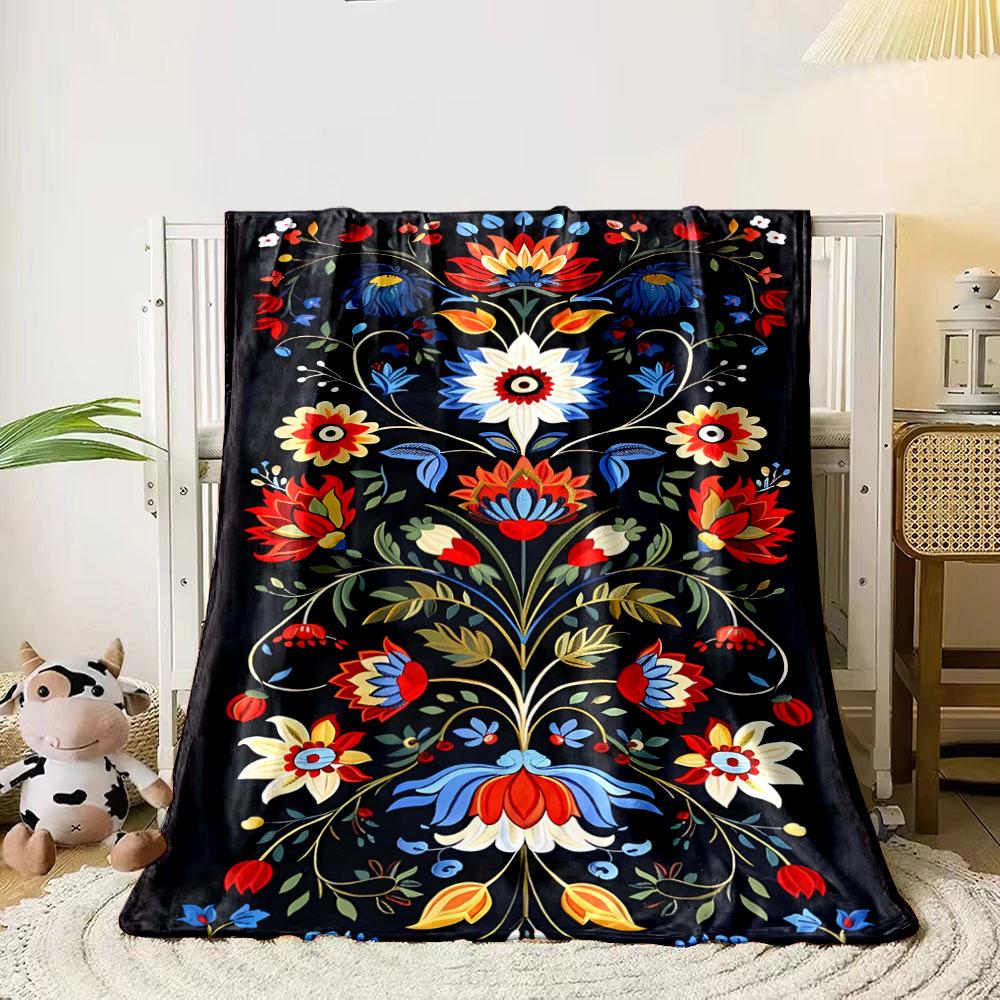 Bright floral motifs with symmetrical stems and vibrant colors on black. for all seasons blanket lunch break throw gift 80cm x 120cm
Bright floral motifs with symmetrical stems and vibrant colors on black. for all seasons blanket lunch break throw gift 80cm x 120cm