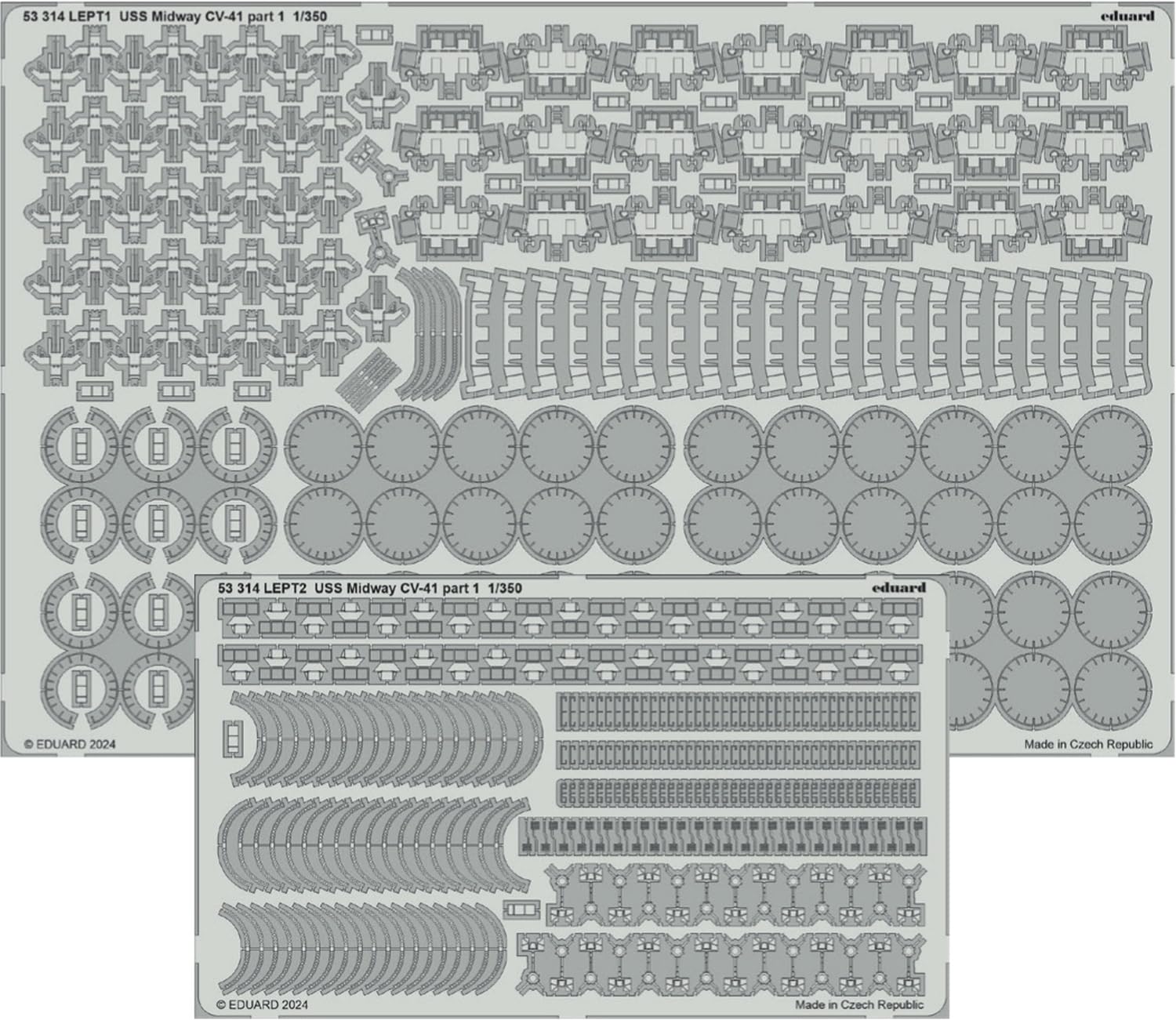 Eduard USS Midway Parts Part 1 Plastic Model Parts EDU53314 1/350 CV-41 Photo-Etched (for Trumpeter)
Eduard USS Midway Parts Part 1 Plastic Model Parts EDU53314 1/350 CV-41 Photo-Etched (for Trumpeter)