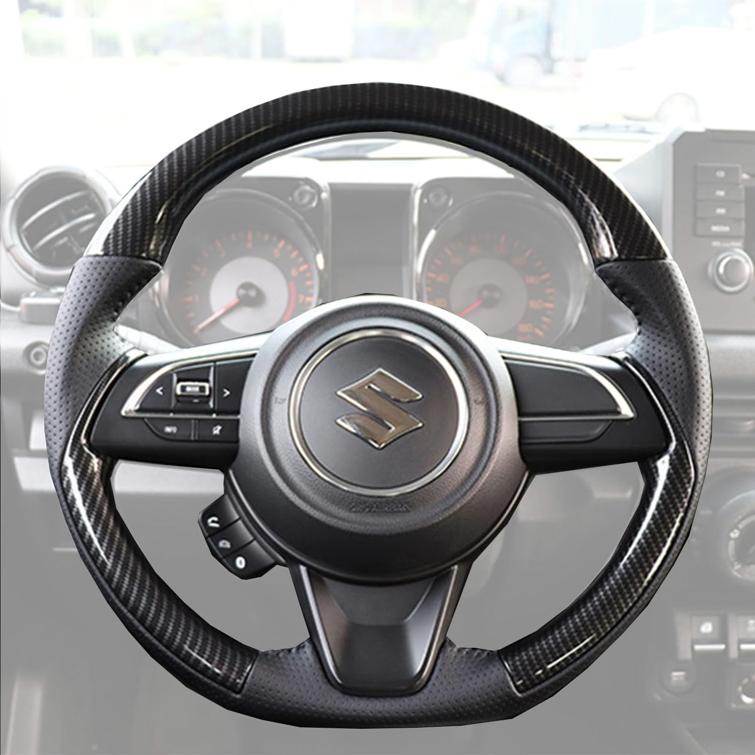 Новый руль Suzuki Jimny Sierra Без сверления Оригинальная замена Салон Кастомное волокно с черным (4-е поколение) JB64/Jimny JB74, Нескользящий,
Новый руль Suzuki Jimny Sierra Без сверления Оригинальная замена Салон Кастомное волокно с черным (4-е поколение) JB64/Jimny JB74, Нескользящий,