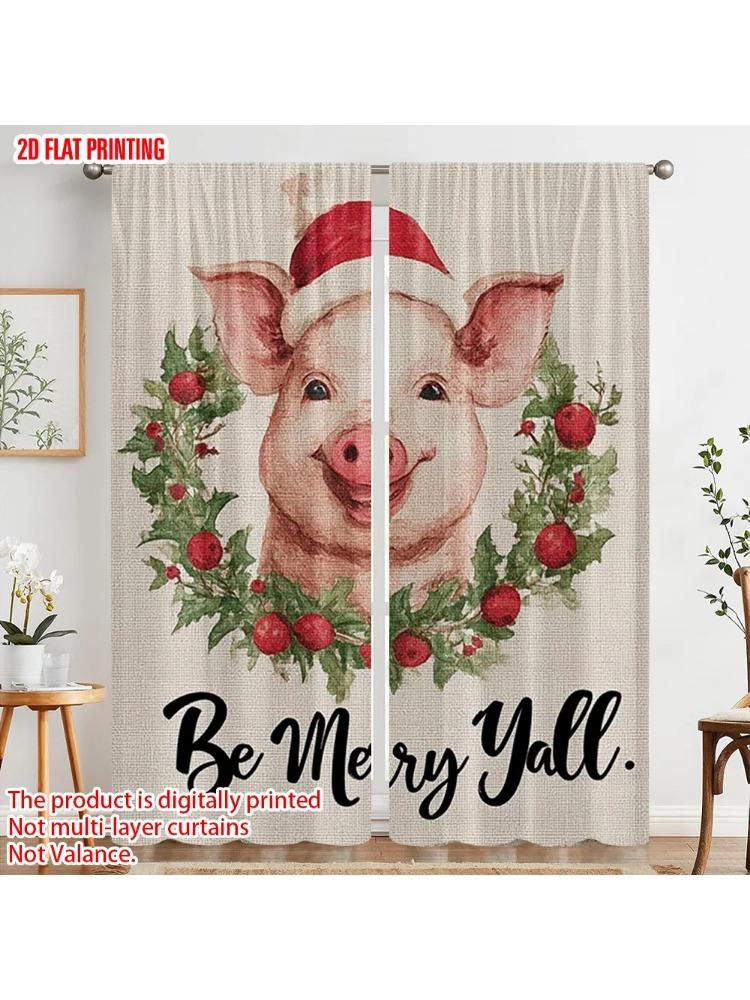 Plane Printing Popular Curtain Panels Festive Pig Knit Hat Wreath Versatile Durable Polyester Without Rod Set Of 2 Made Washable W100*H70(CM)-Hooks&2PCS
Plane Printing Popular Curtain Panels Festive Pig Knit Hat Wreath Versatile Durable Polyester Without Rod Set Of 2 Made Washable W100*H70(CM)-Hooks&2PCS