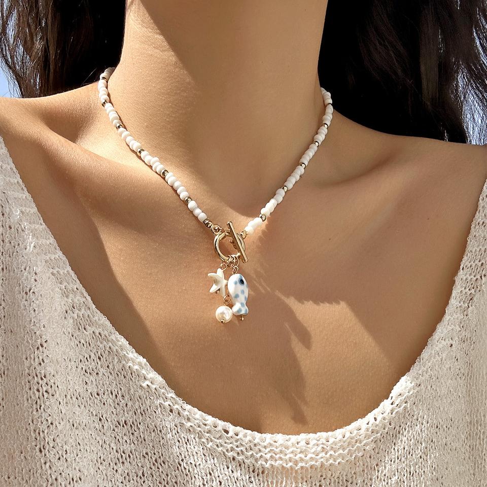 Богемное колье-подвеска из керамики в морском стиле с рыбой и морской звездой, ожерелья из бусин радужных цветов, пляжные украшения белый
Богемное колье-подвеска из керамики в морском стиле с рыбой и морской звездой, ожерелья из бусин радужных цветов, пляжные украшения белый