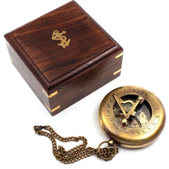 Brass Sundial Compass, Steampunk Sundial Watch Wooden Box nautical Home décor gift maritime hiking Replica of
Brass Sundial Compass, Steampunk Sundial Watch Wooden Box nautical Home décor gift maritime hiking Replica of