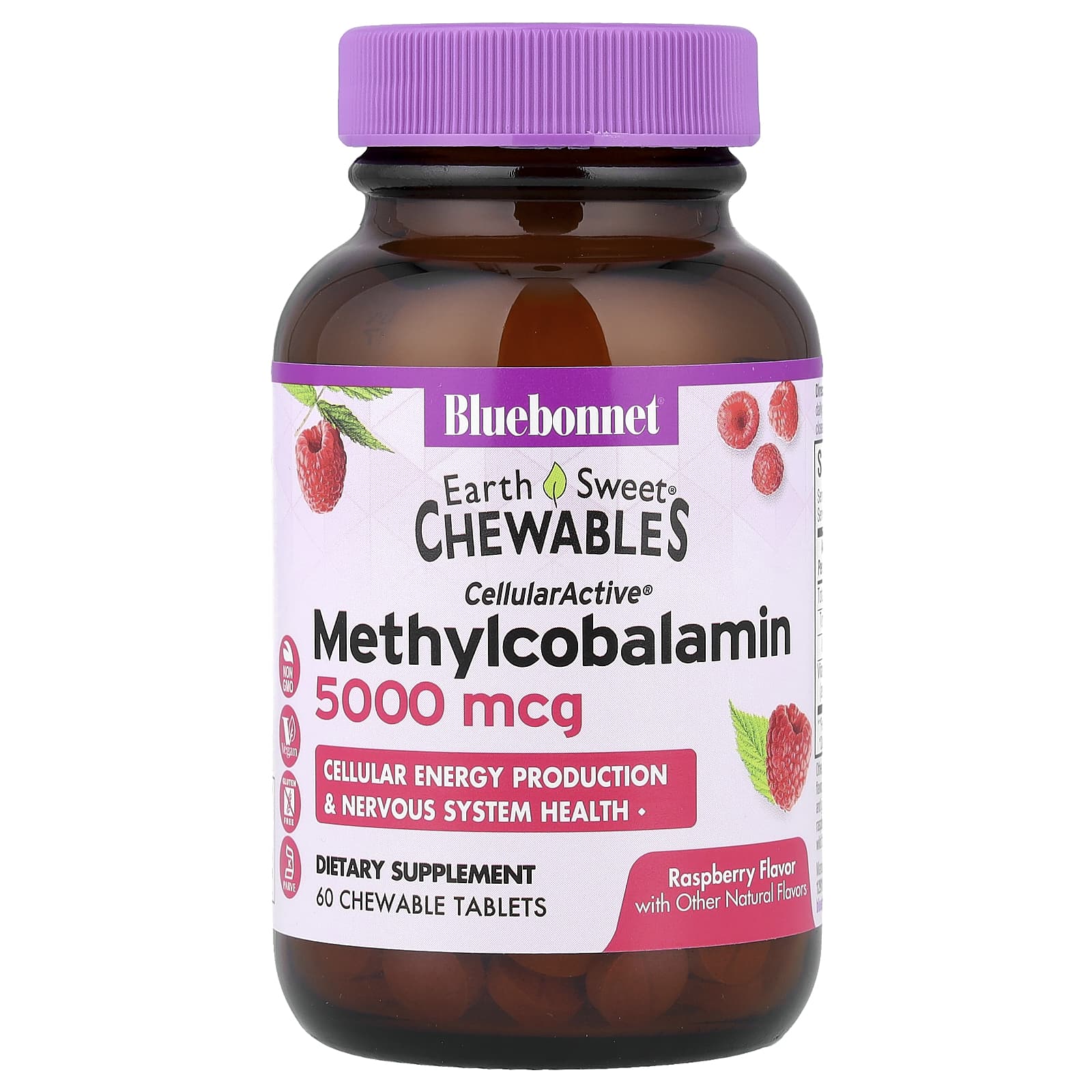 Earthsweet Chewables, Cellularactive Methylcobalamin, Raspberry Flavor, 5,000Mcg, 60 Chewable Tablets
Earthsweet Chewables, Cellularactive Methylcobalamin, Raspberry Flavor, 5,000Mcg, 60 Chewable Tablets