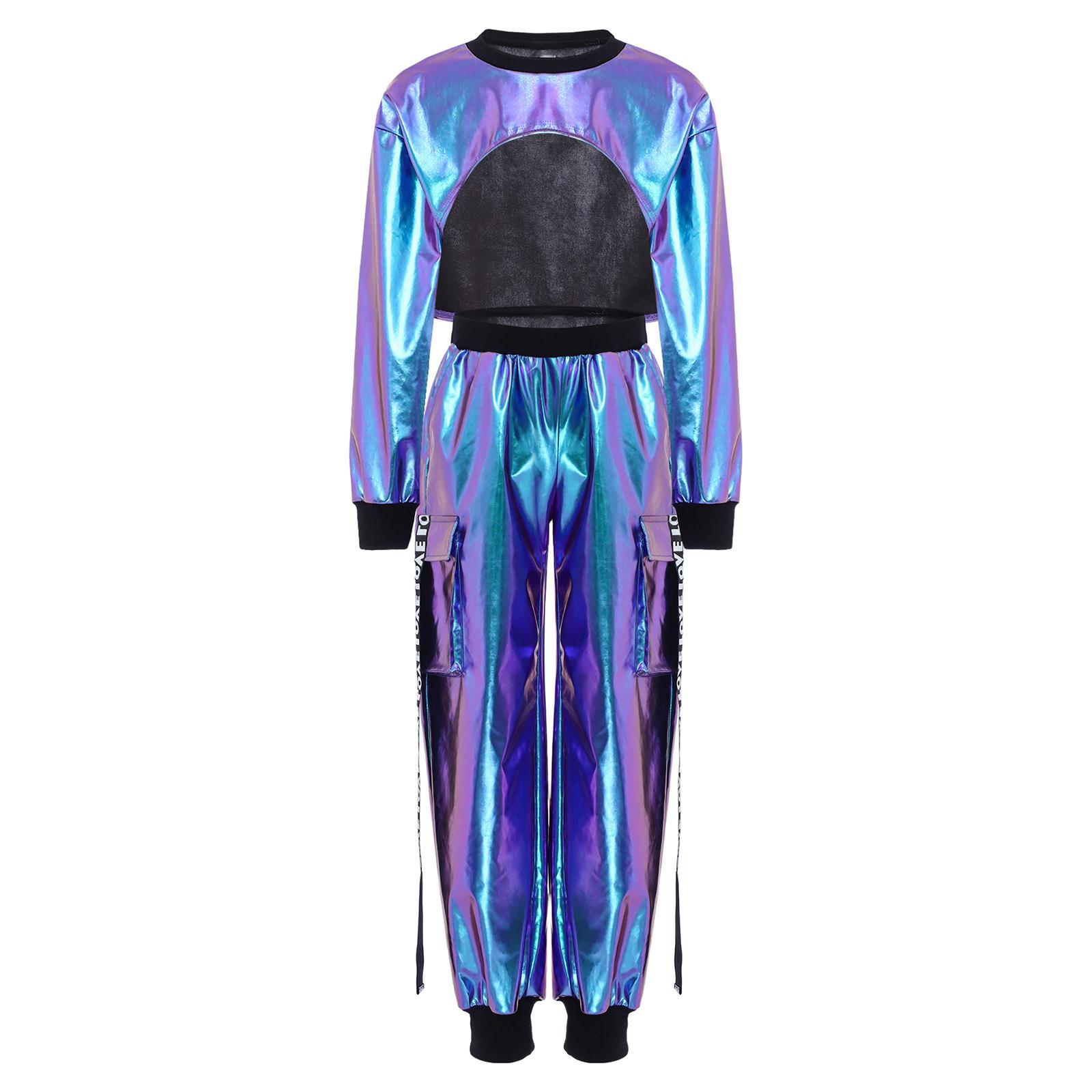 Girls Hip Hop Dance Outfit Metallic Glossy Pullover Top Multi Pocket Pants Street Dance Clothing Set 7-8 Years синій
Girls Hip Hop Dance Outfit Metallic Glossy Pullover Top Multi Pocket Pants Street Dance Clothing Set 7-8 Years синій