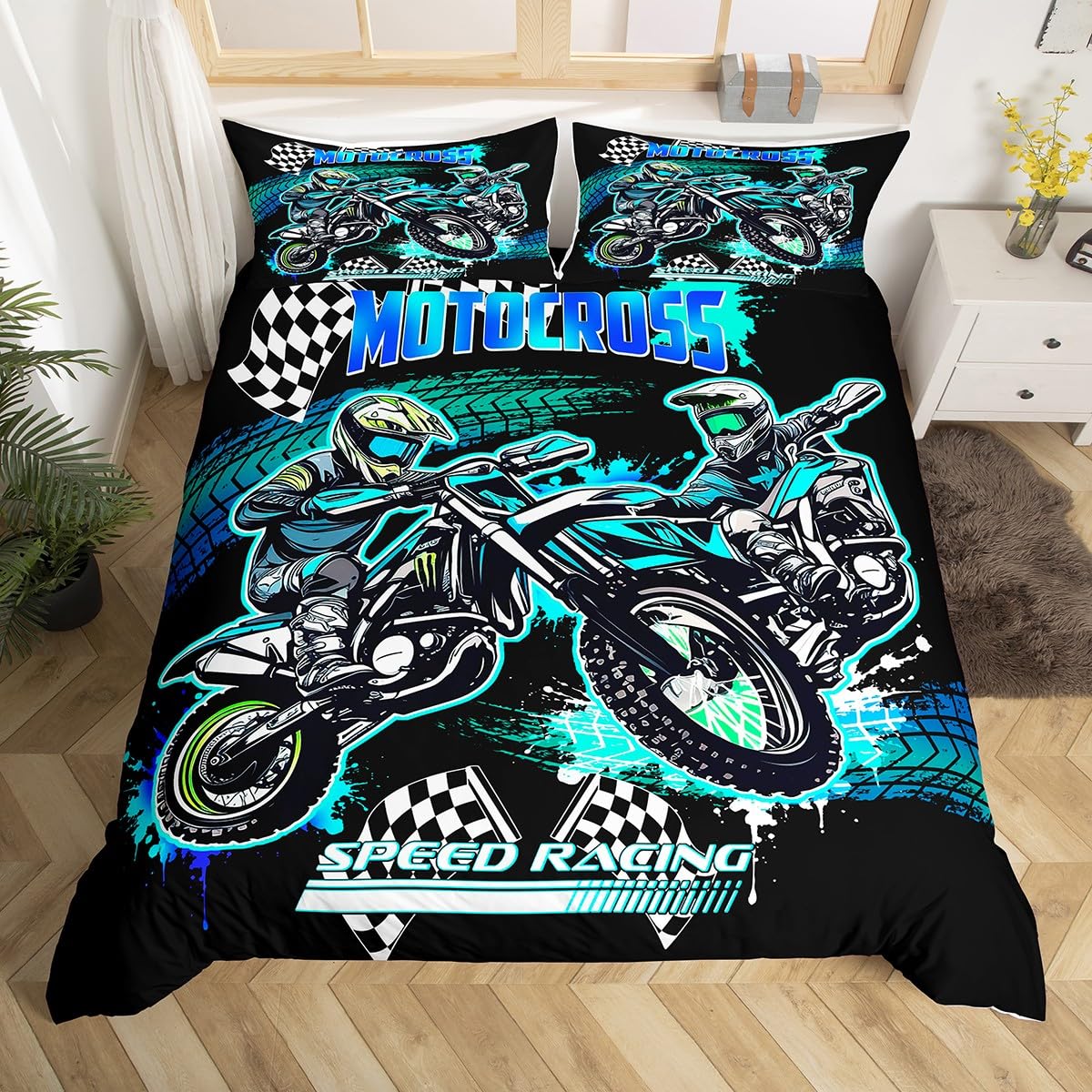 Dirt Bike Soft Duvet Cover Set Motocros Racer Beding Set for Children Kids Young Boys Tens Racing Motorcycle Warm Comforter Cover Motorbike Beding 100*200cm Single
Dirt Bike Soft Duvet Cover Set Motocros Racer Beding Set for Children Kids Young Boys Tens Racing Motorcycle Warm Comforter Cover Motorbike Beding 100*200cm Single